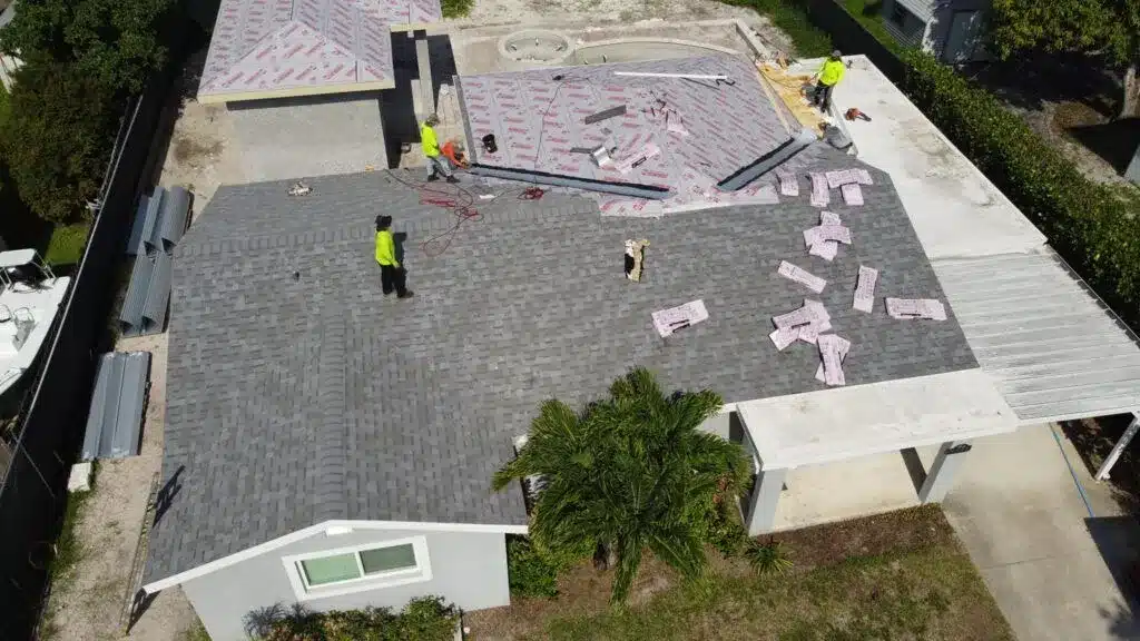 Roofing in progress